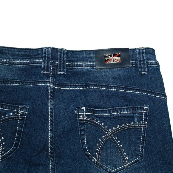 TRUE ROCK Mid-Rise Blue Jeans Size 17/18 Embellished Distressed Patched (34X30) - Picture 10 of 14